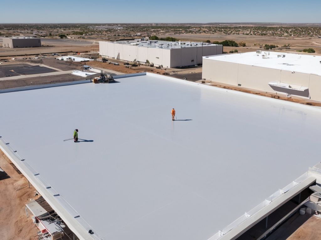 PVC and TPO commercial roofing system at sunset in West Texas - Premium flat roof installation - 5 Star Commercial Roofing
