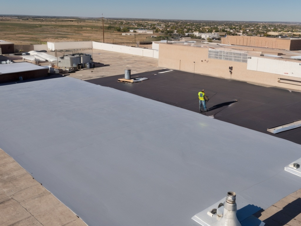 Built-up roofing and TPO commercial installation in Amarillo Texas - Multi-layer flat roof system - 5 Star Commercial Roofing
